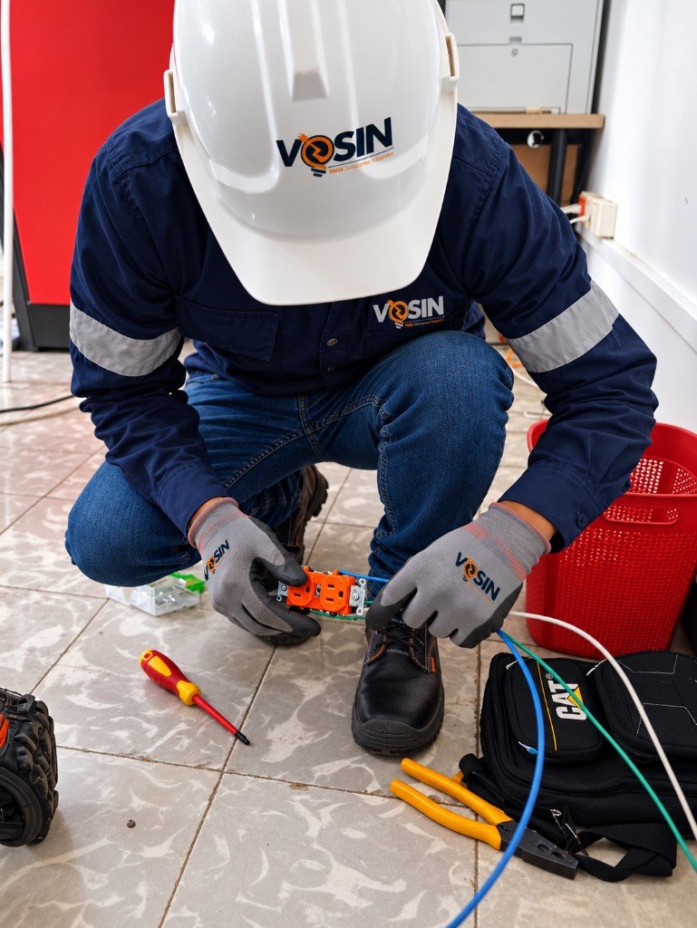 Conexión de un tomacorriente durante una instalación doméstica