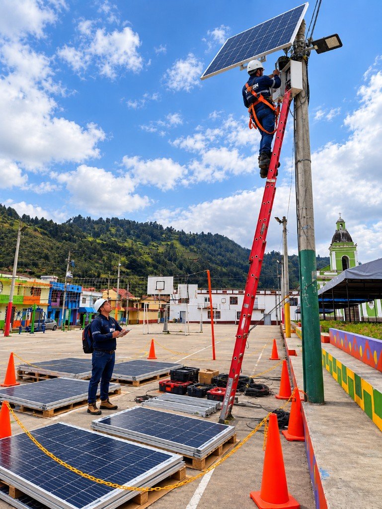 Instalación de paneles solares por el equipo de VOSIN S.A.S